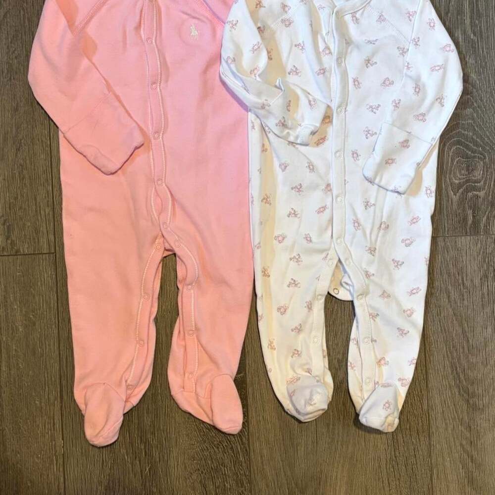 Ralph Lauren Girls' Pink and White Sleepsuits-babygrows